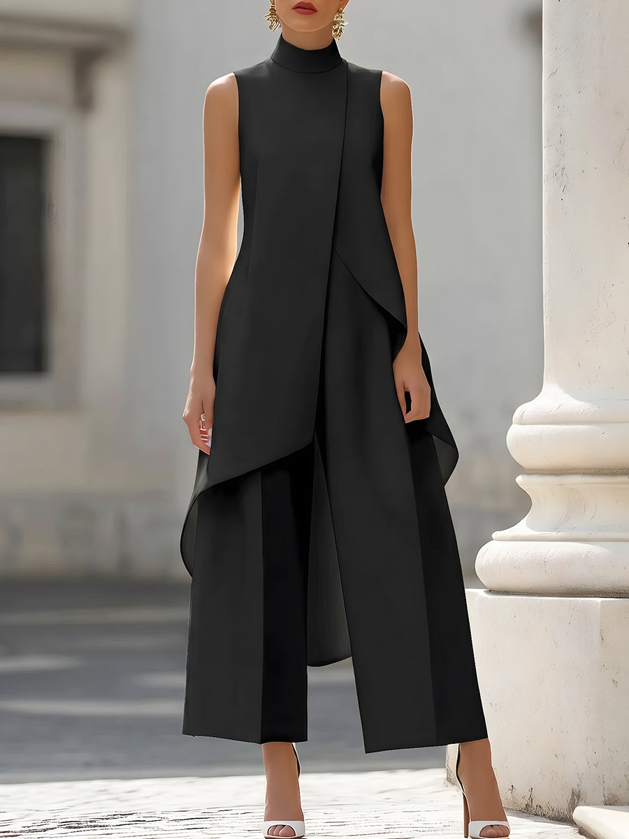 Imogen | Sculpted High-Neck Wide-Leg Jumpsuit for Women