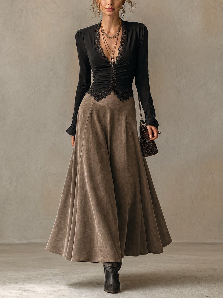 GENEVIEVE | Lace-Trim Top and Maxi Skirt Set – Wells & Rose