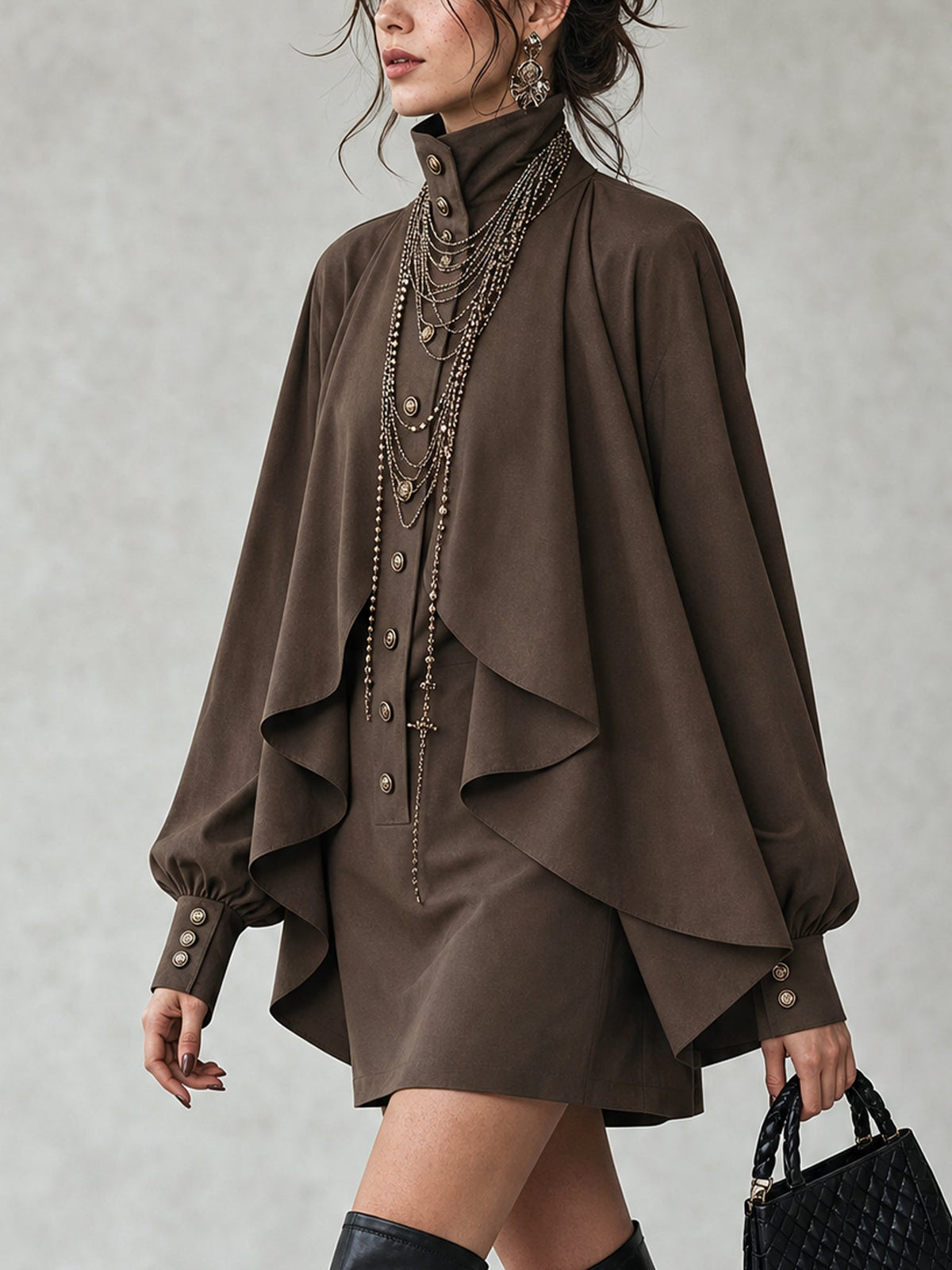 Ophelia | High-Neck Cape Mini Dress