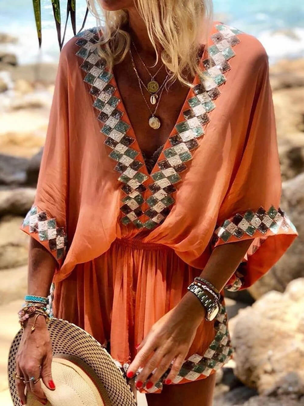 Juna | Beach Print Kimono Romper – Wells & Rose