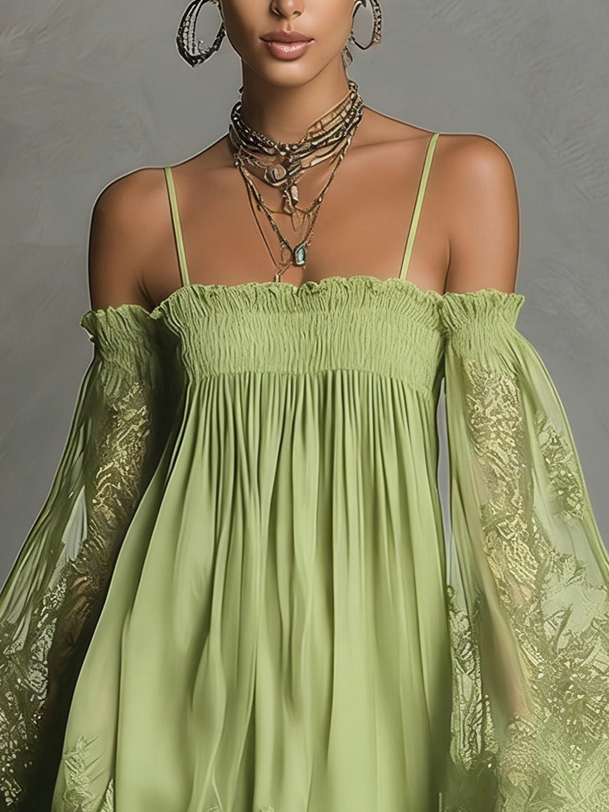 Louisa | Off-Shoulder Sheer-Sleeve Dress – Wells & Rose