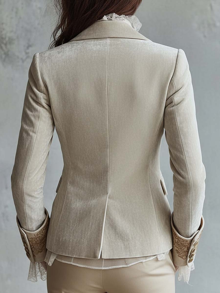 Ivory Embroidered Tailored Blazer for Women