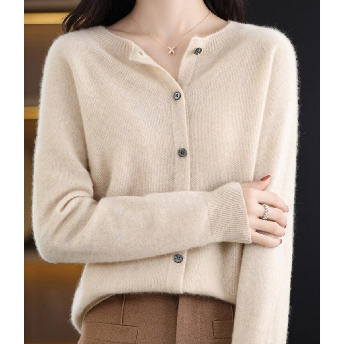 Mercy Cardigan for Women β Elegant Merino Wool & Soft Cardigan with Round Neck