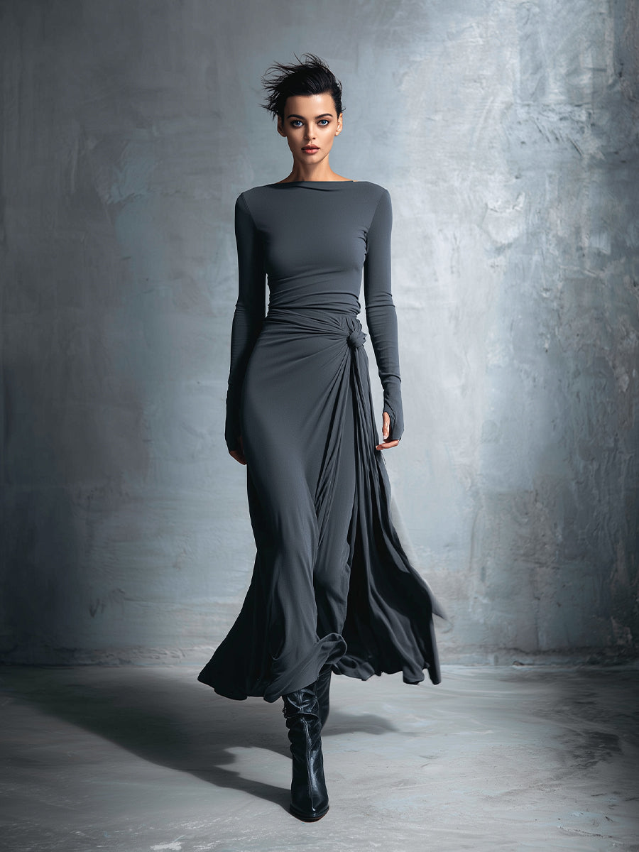 NAOMIE | Wrap-Knot Maxi Dress