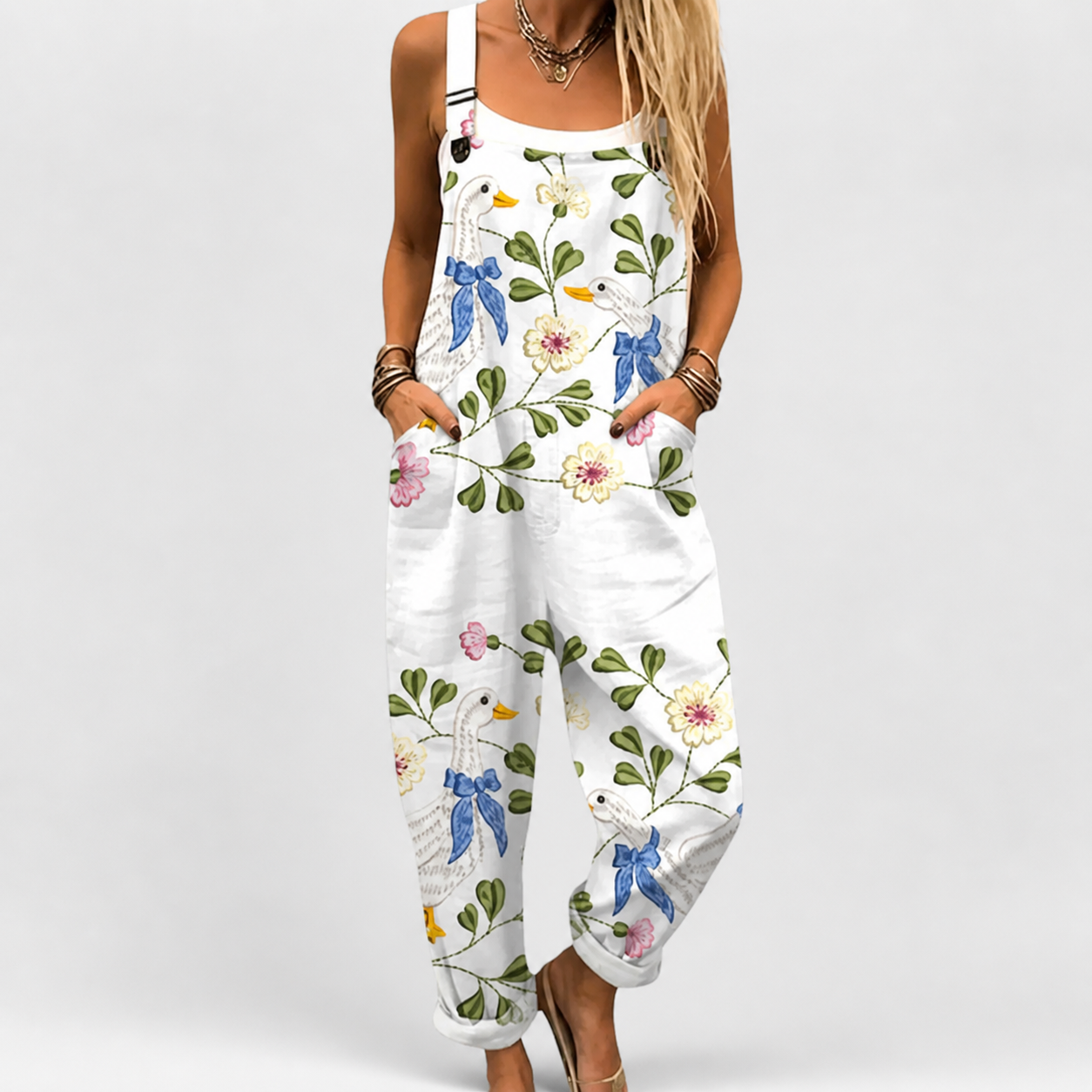 Comfortable Printed Overalls