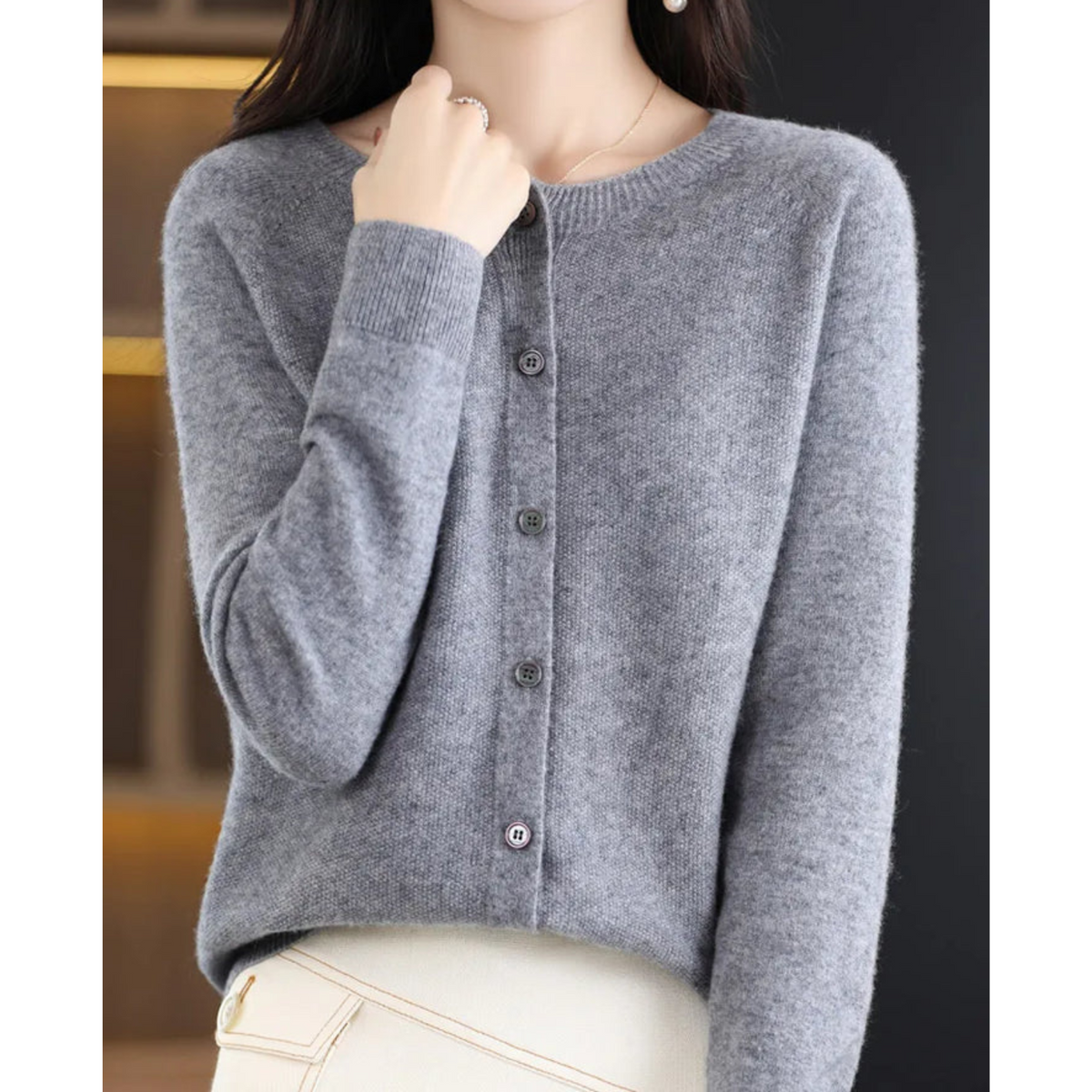 Mercy Cardigan for Women β Elegant Merino Wool & Soft Cardigan with Round Neck