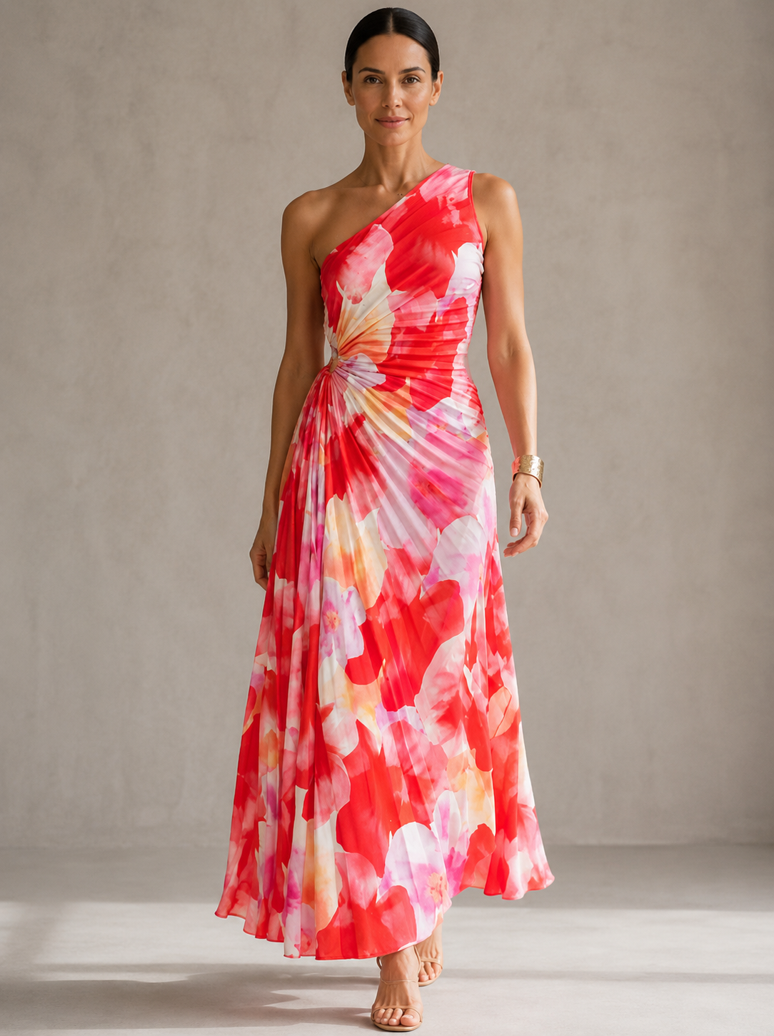 Yanira | Pleated Dress with One Shoulder