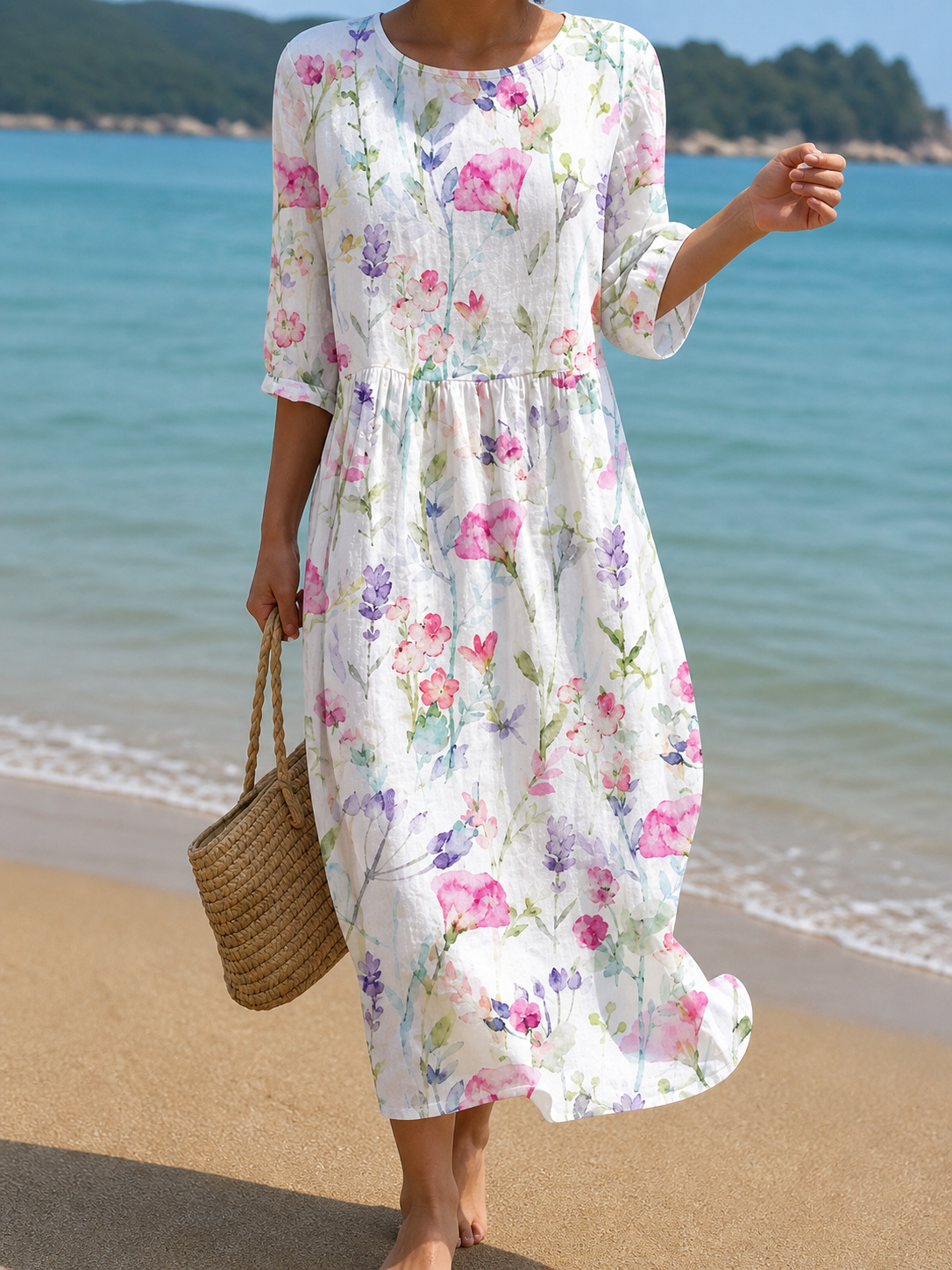 Casual women's dress with floral print