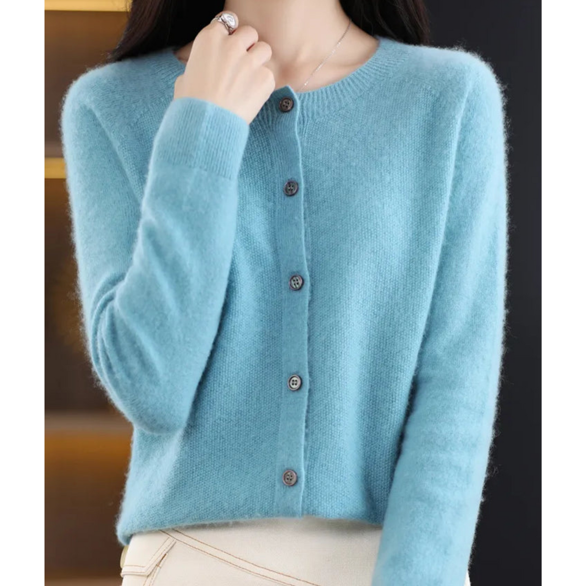 Mercy Cardigan for Women β Elegant Merino Wool & Soft Cardigan with Round Neck