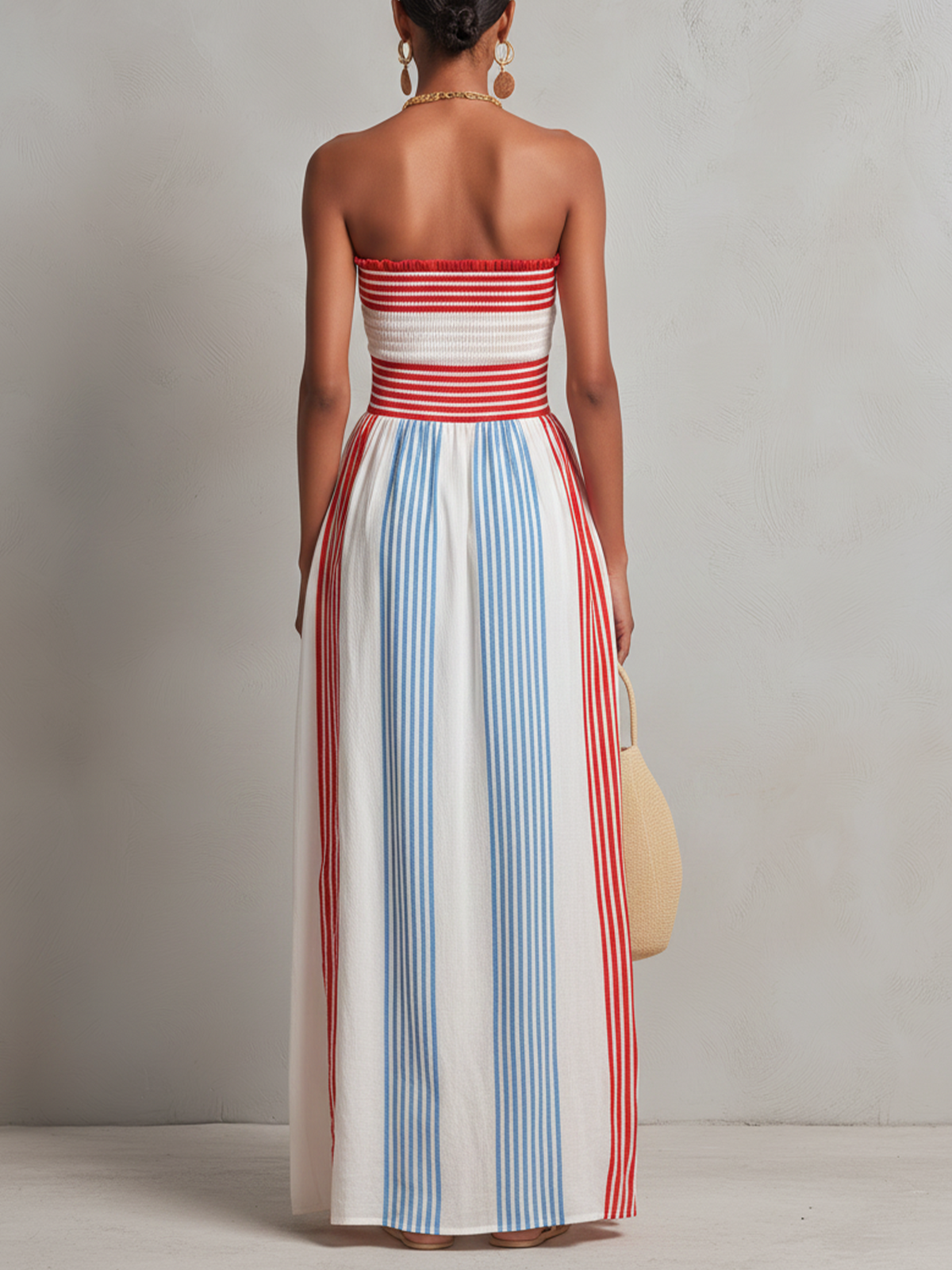 Imani | Strapless Maxi Dress in Crinkled Cotton Blend