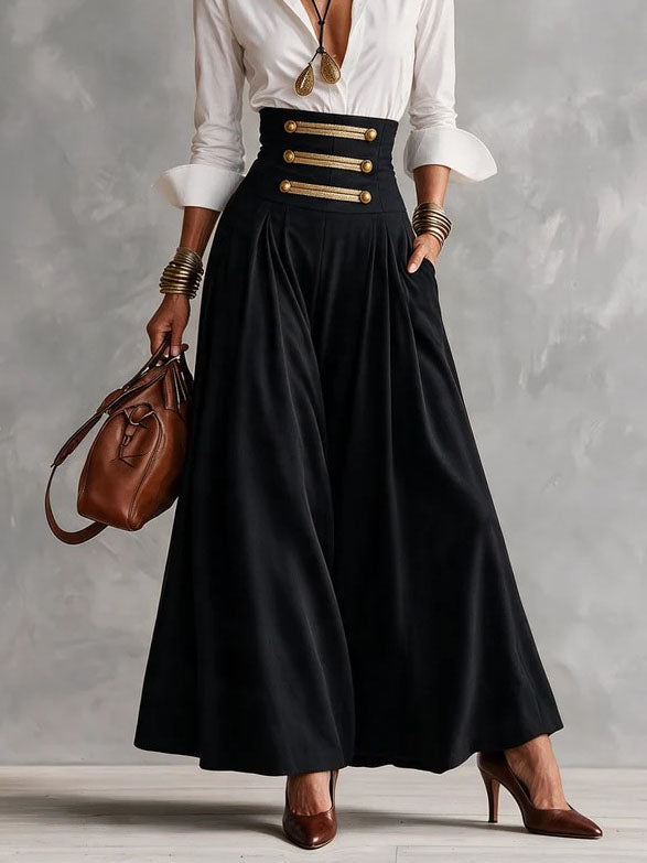 MARGUERITE | Shirt and Gold-Button Maxi Skirt – Wells & Rose
