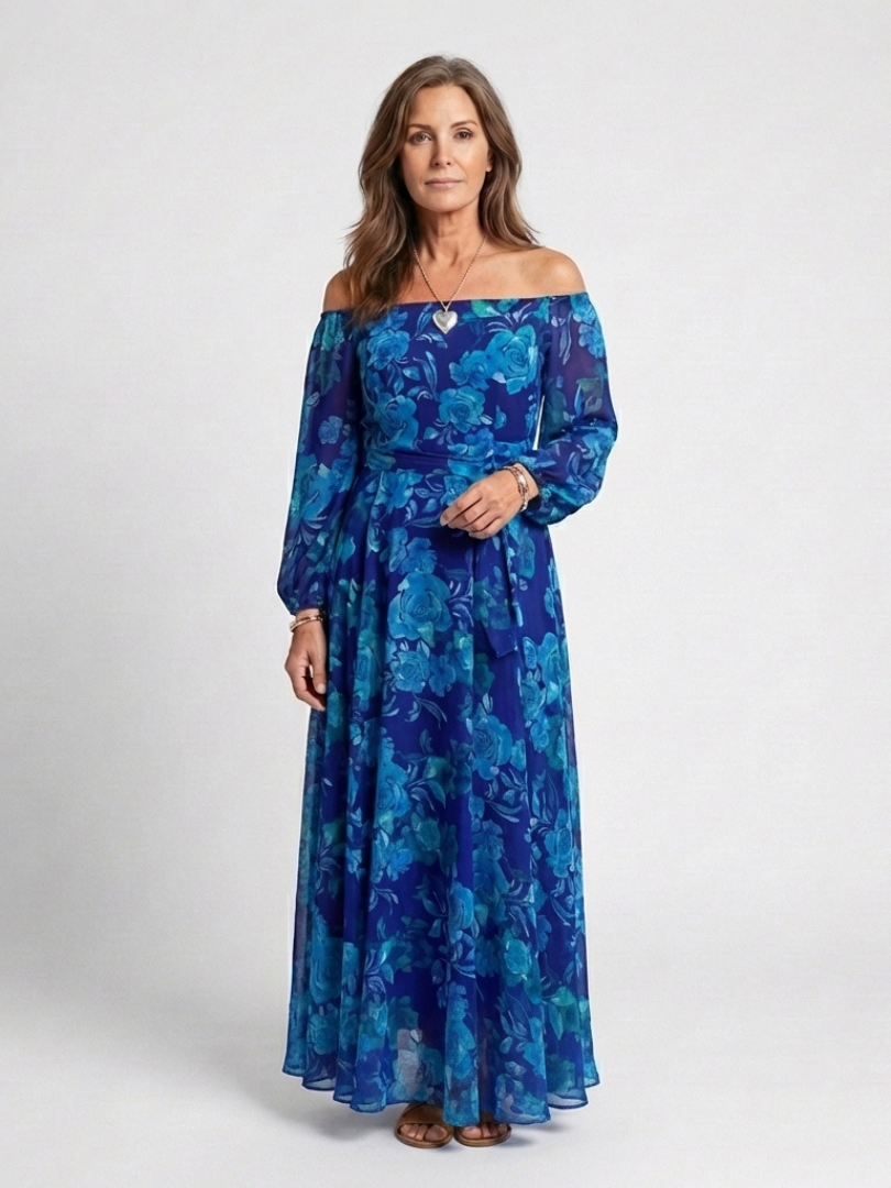 Ellis & Johnson™ | Off Shoulder Floral Maxi Dress