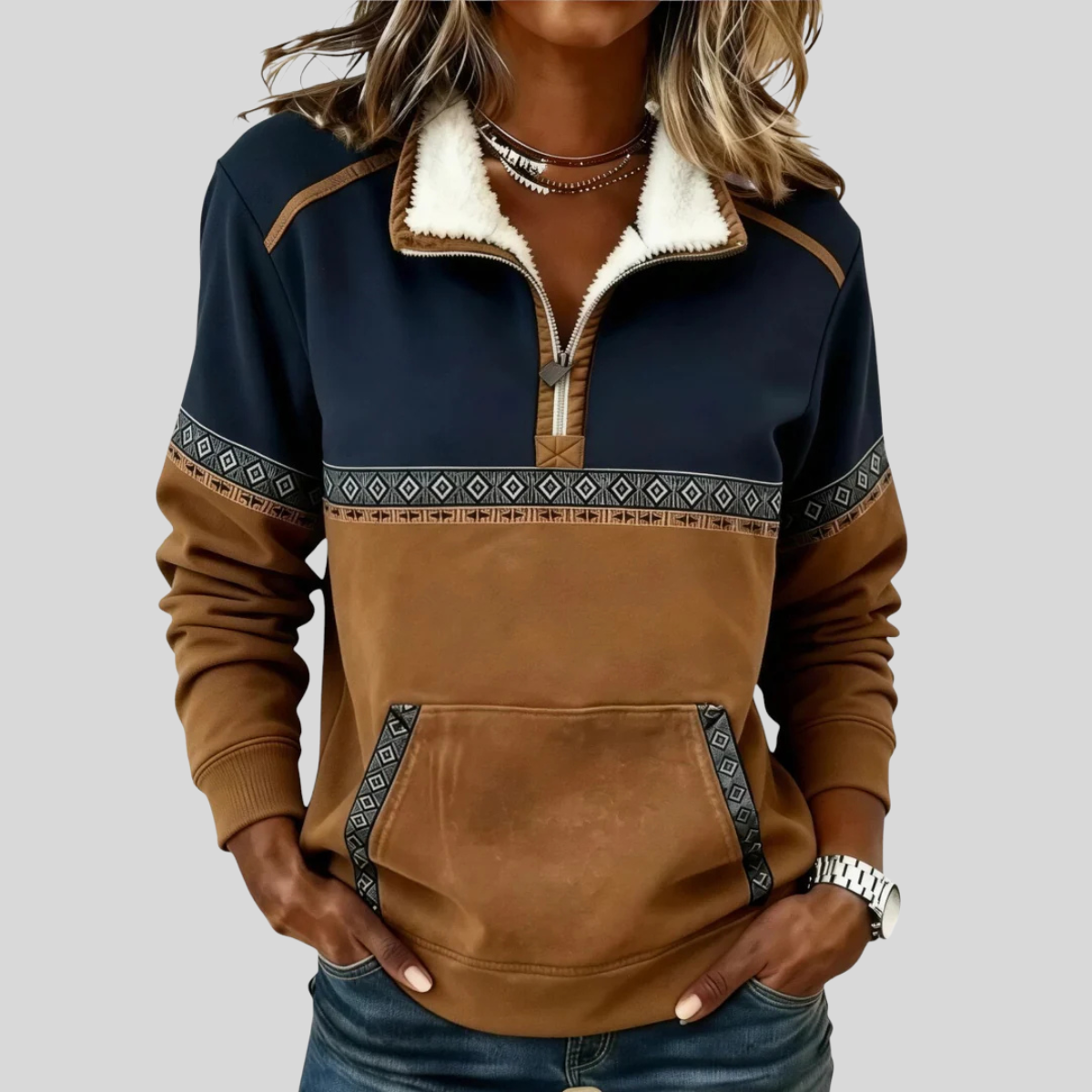 Alvette | Plush Collar Half-Zip Pullover – Wells & Rose