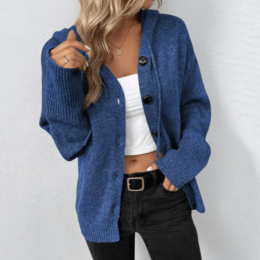 Knitted Warm Cardigan with Buttons for Women