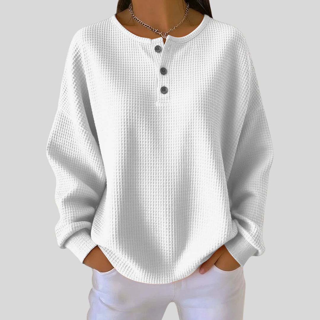 Nessa | Casual Henley Sweatshirt – Wells & Rose