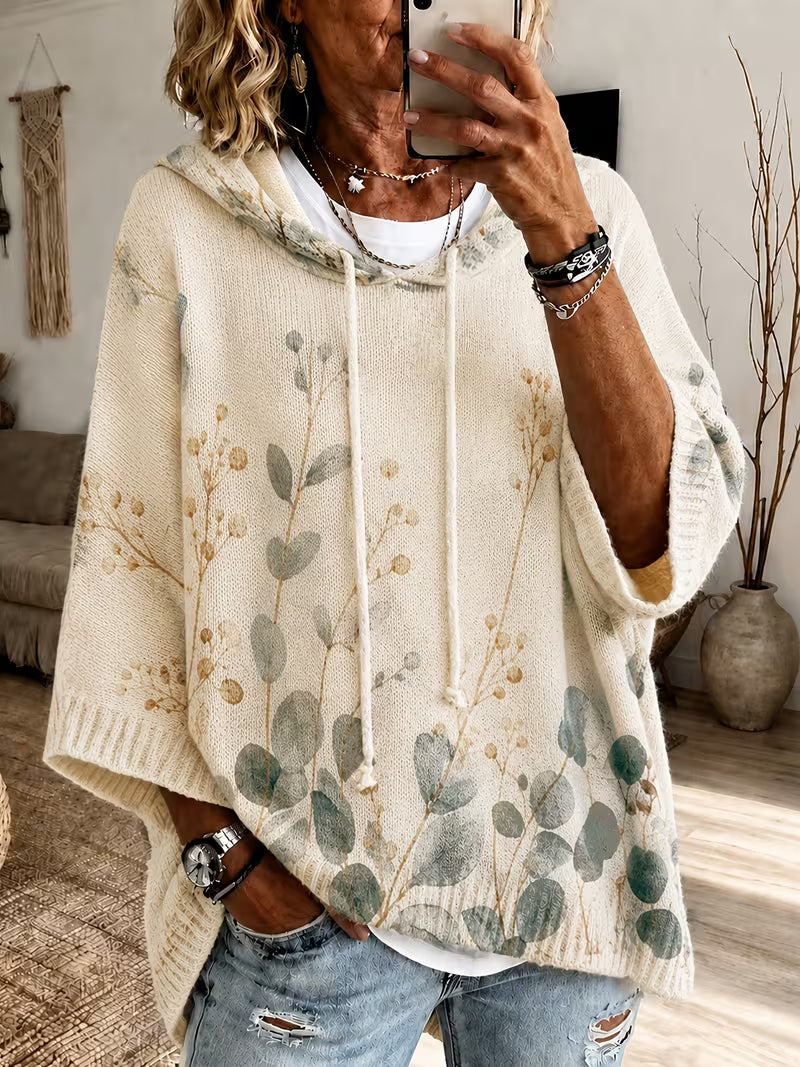 Abigailâ„¢ | Vintage Botanical Leaf Hooded Sweater
