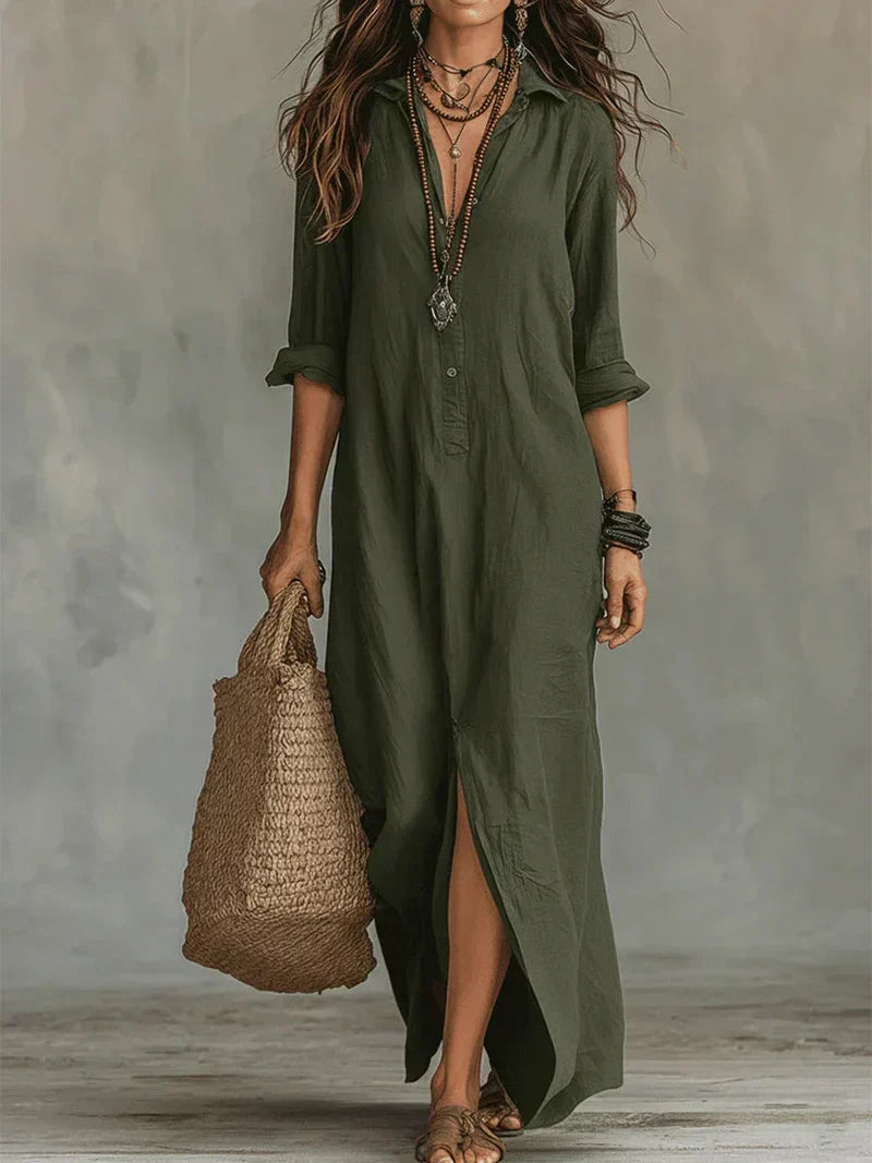 Céline Black Maxi Dress with Volume and Buttons