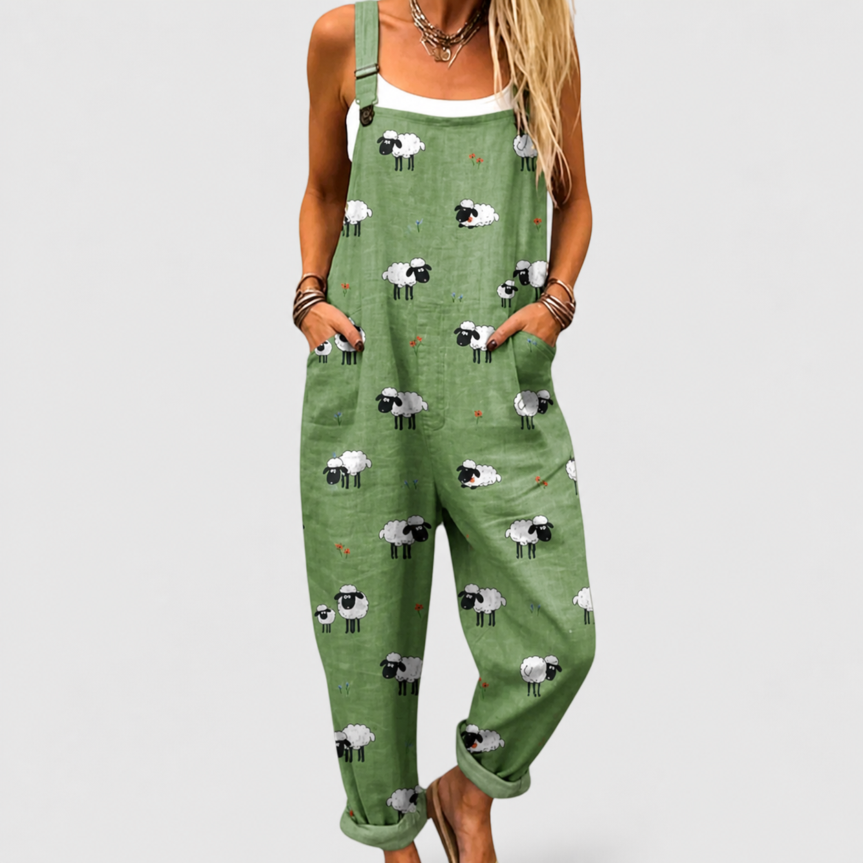 Comfortable Printed Overalls