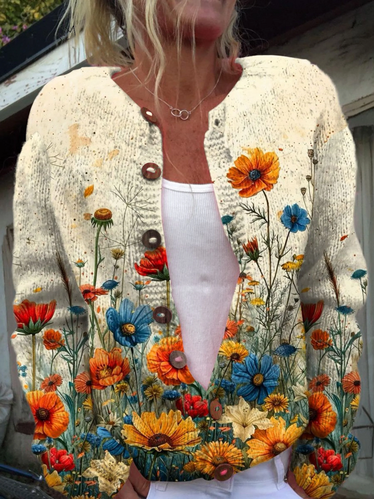 Tansyâ„¢ | Vintage Floral Print Cardigan Sweater