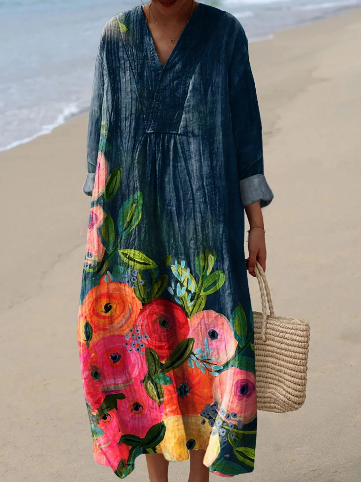 Imani | Linen-Look Boho Maxi Dress