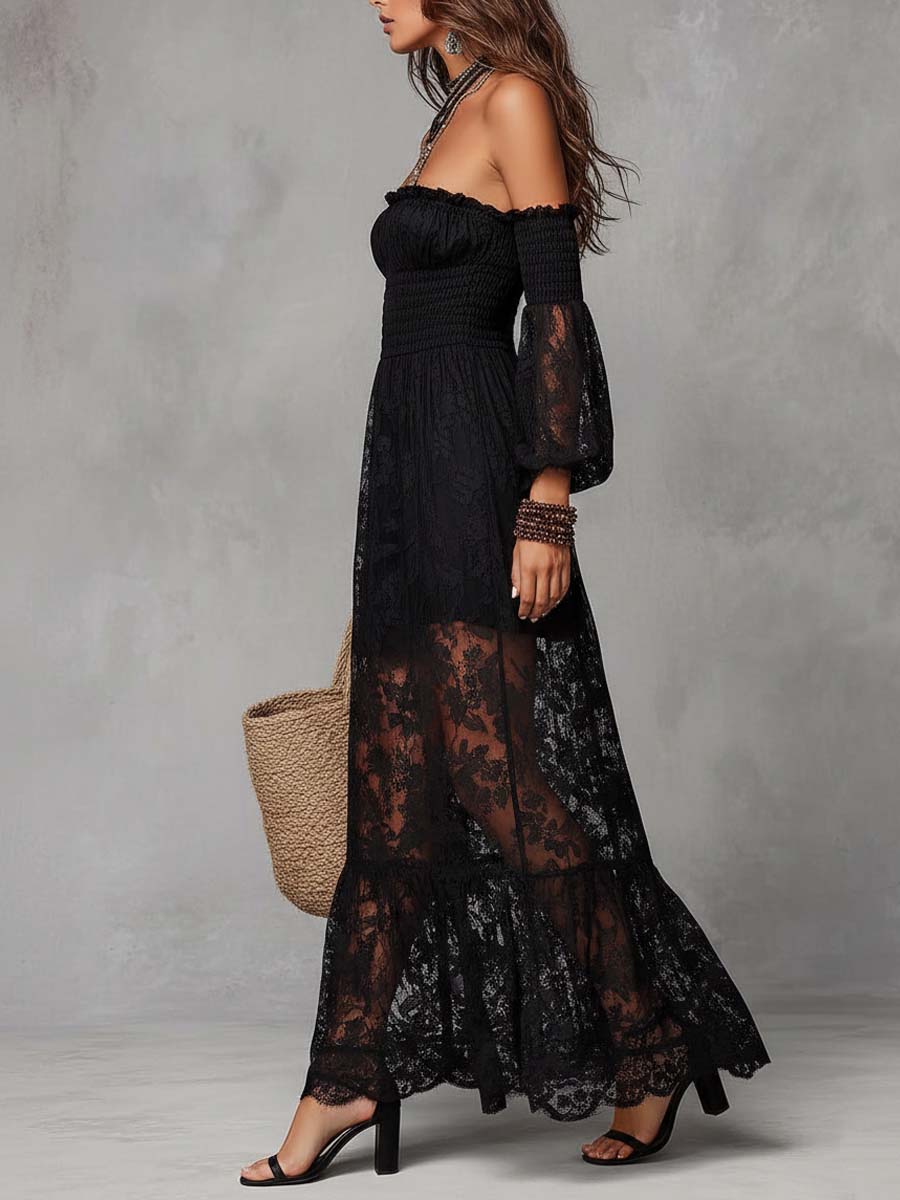 Aisha | Off-Shoulder Lace Maxi Dress