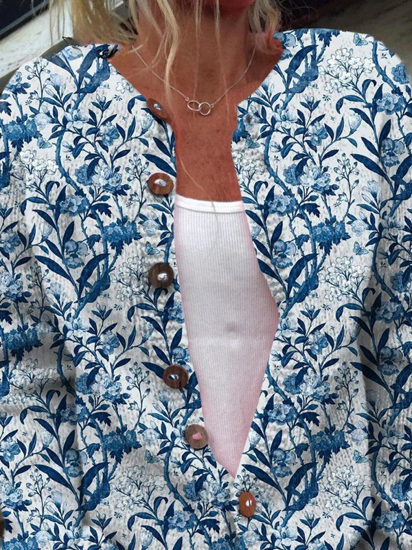 Tiverlyâ„¢ | Vintage Floral Button-Front Cardigan
