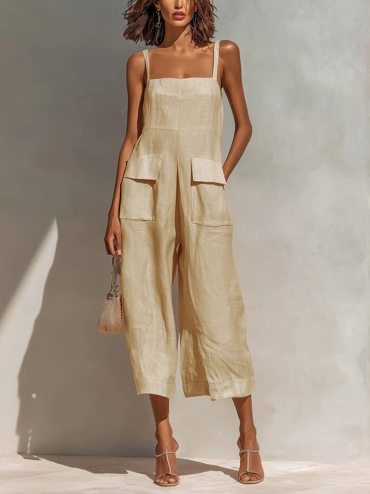 Simone | Linen-Cotton Wide-Leg Jumpsuit