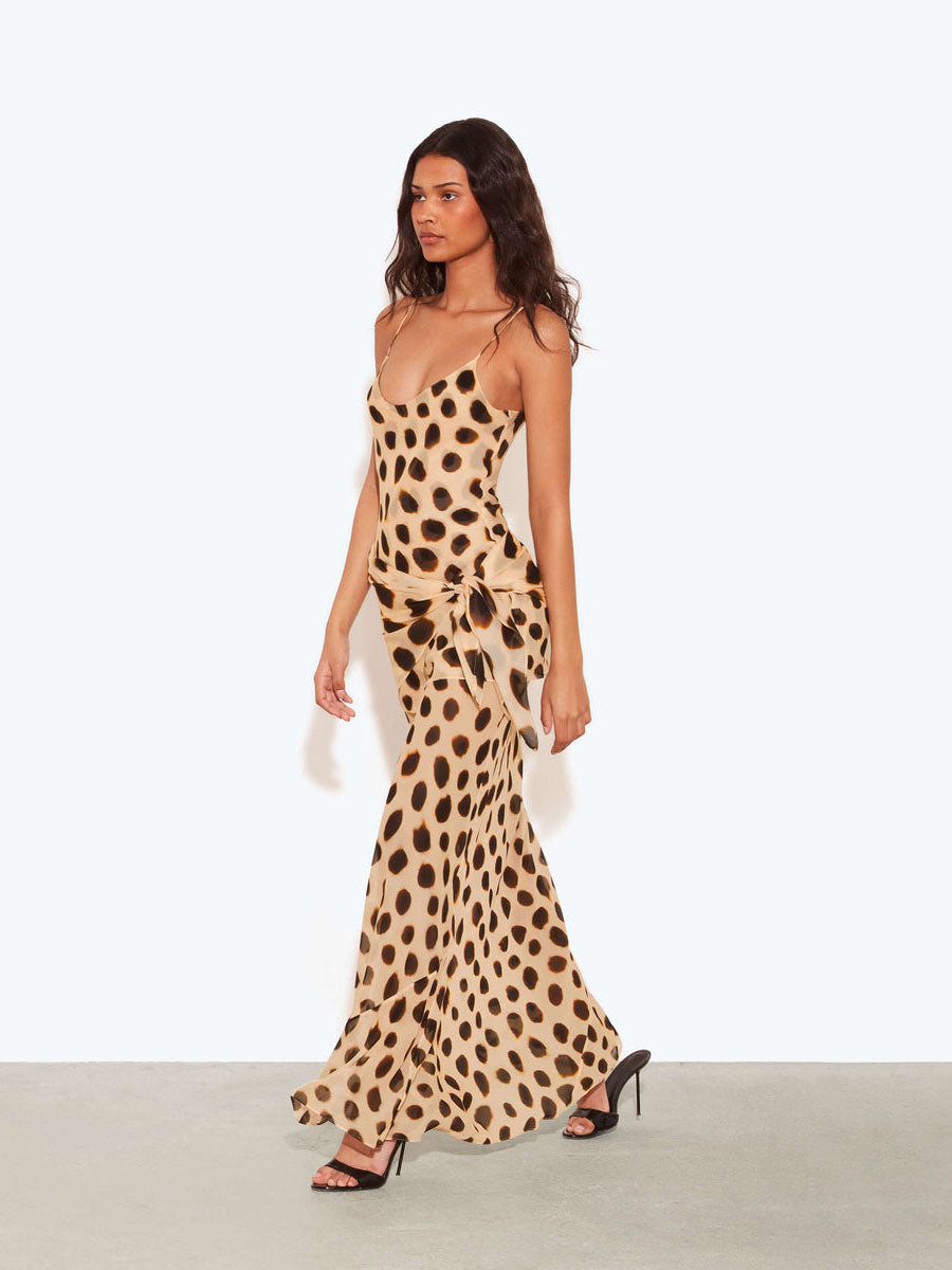 Natalie | Maxi Dress with Animal Polka Dot Print