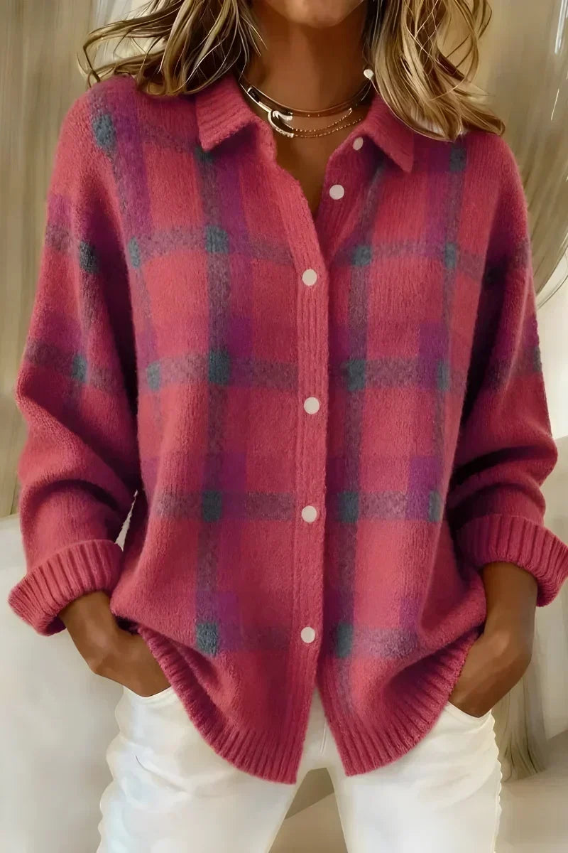 Vexanaâ„¢ | Classic Collared Plaid Cardigan