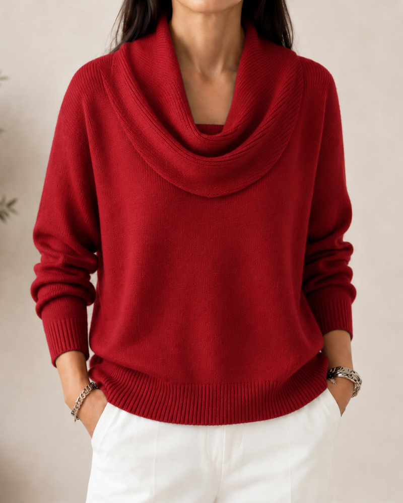 Caralinaâ„¢ | Elegant Cowl Neck Knit Jumper