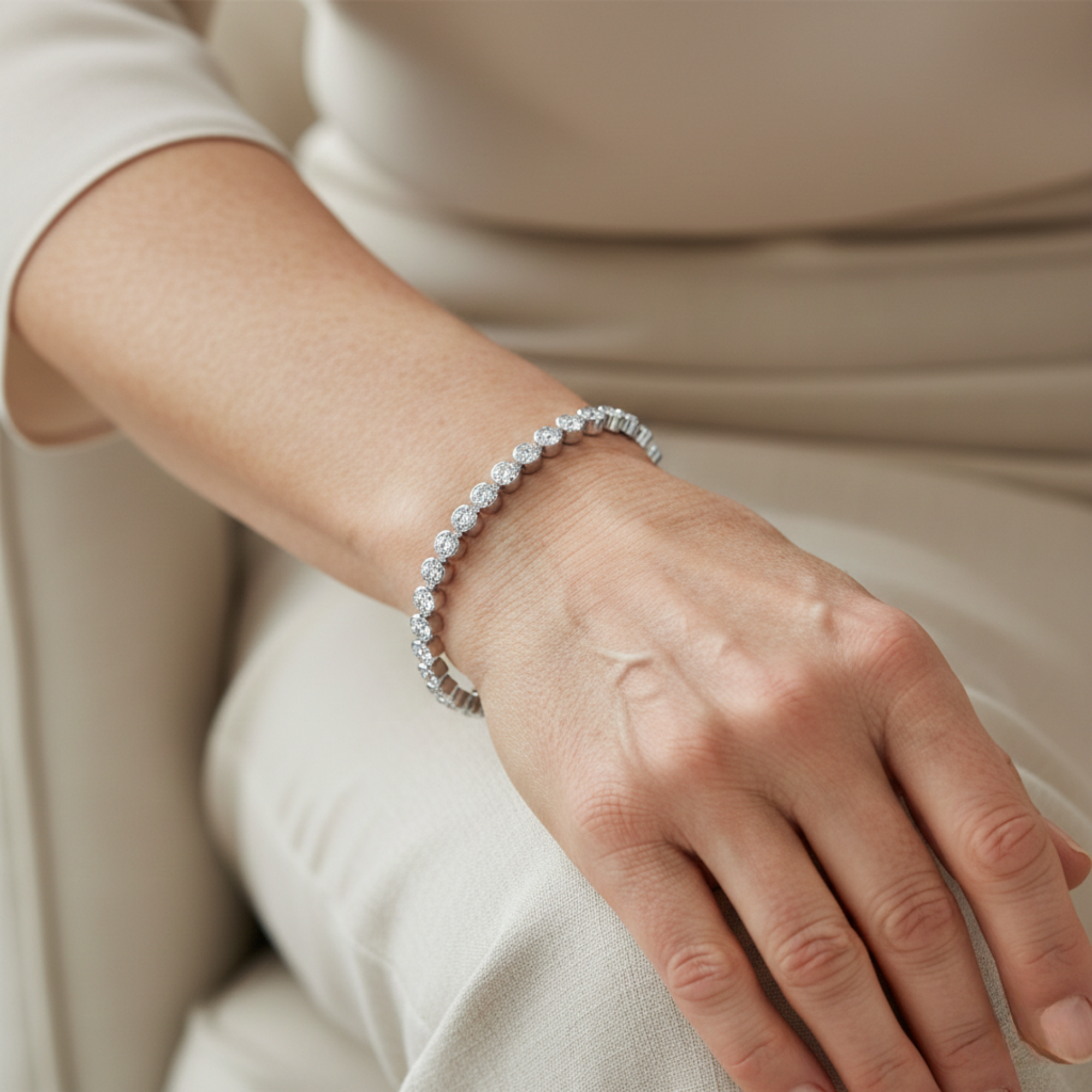 Éloria | 4 mm Adjustable Tennis Bracelet in Gold or Silver 17 cm