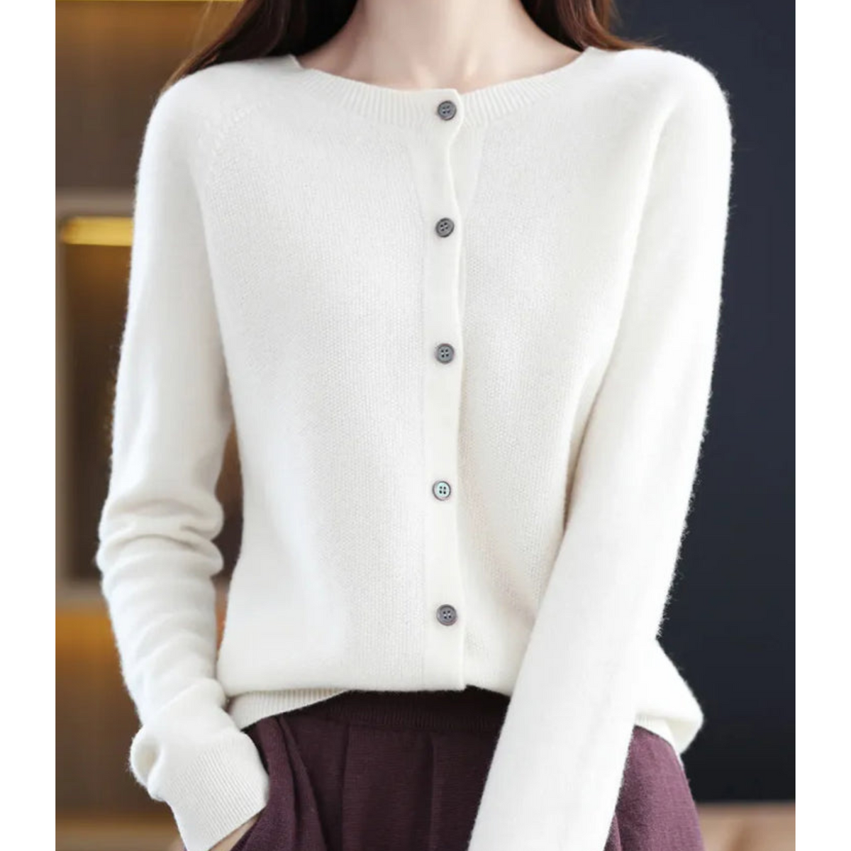 Mercy Cardigan for Women β Elegant Merino Wool & Soft Cardigan with Round Neck