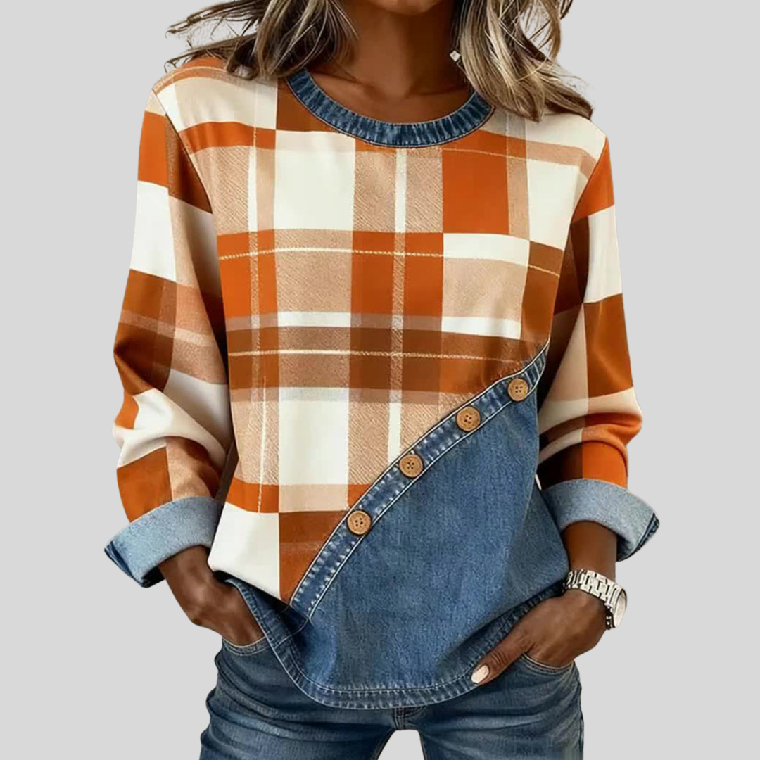 Faylen | Patchwork Pullover Top – Wells & Rose