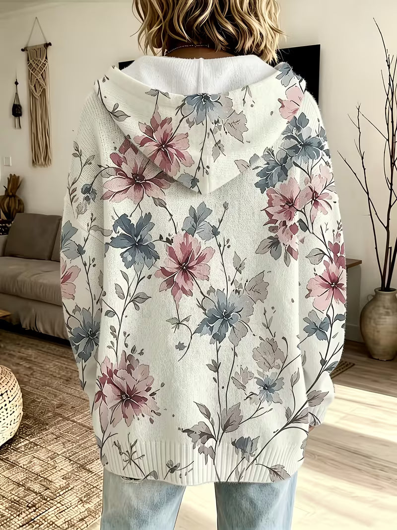 Claireâ„¢ | Vintage Pastel Floral Hooded Sweater