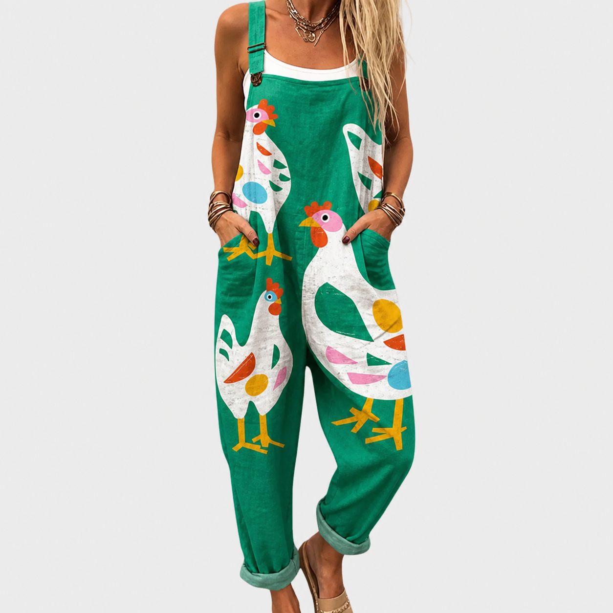 Comfortable Printed Overalls