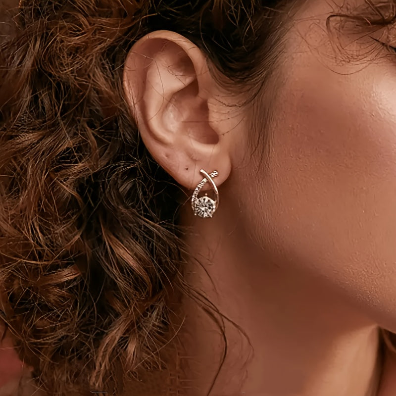 Soledad - Earrings with Golden Cross and Zirconia