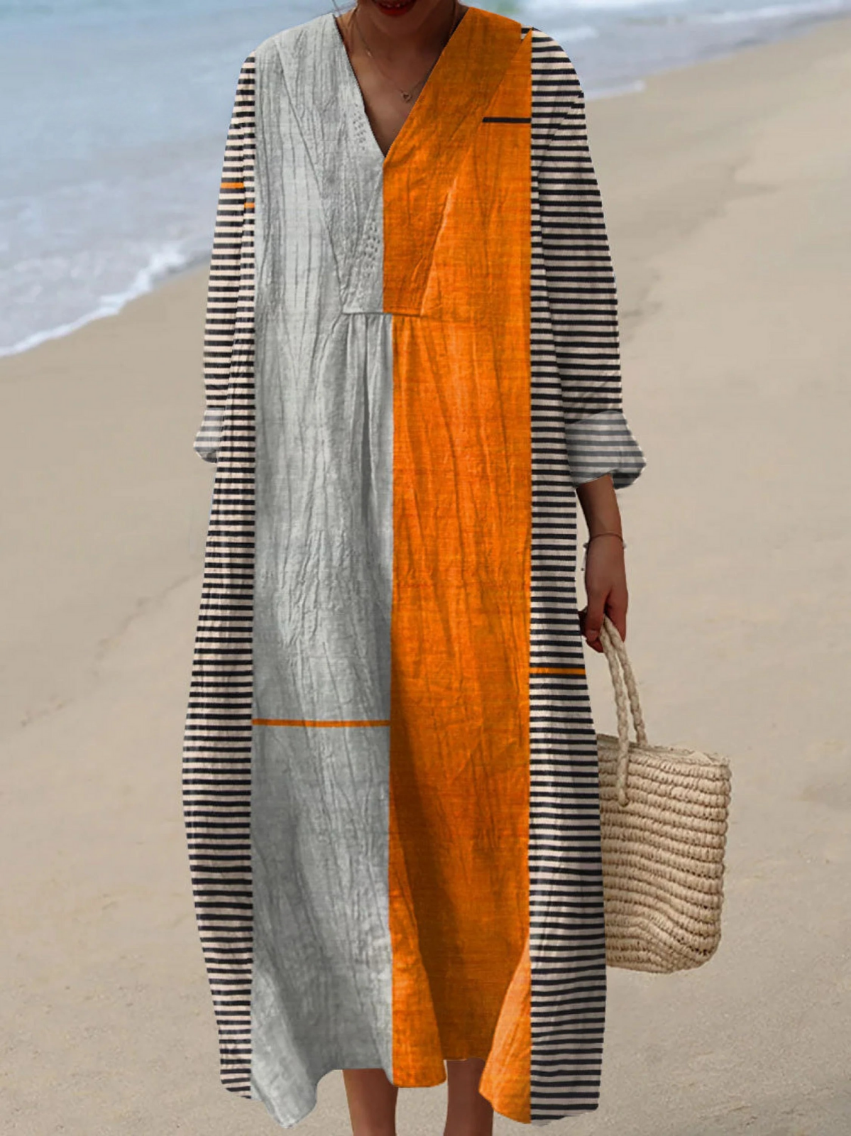 Harper | Boho Maxi Dress with Lace-Trim V-Neck