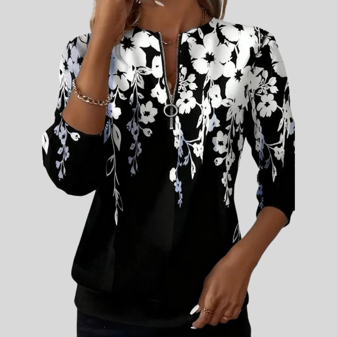 Crimson | Floral Print Zip Sweatshirt – Wells & Rose