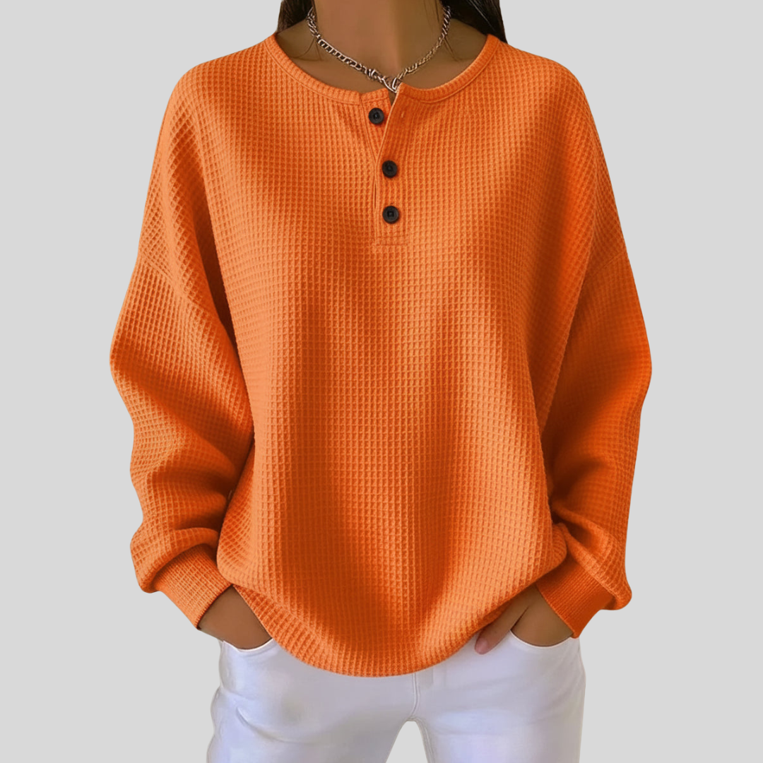 Nessa | Casual Henley Sweatshirt – Wells & Rose