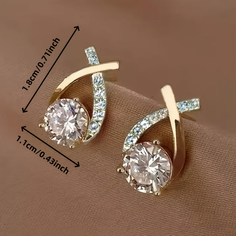 Soledad - Earrings with Golden Cross and Zirconia