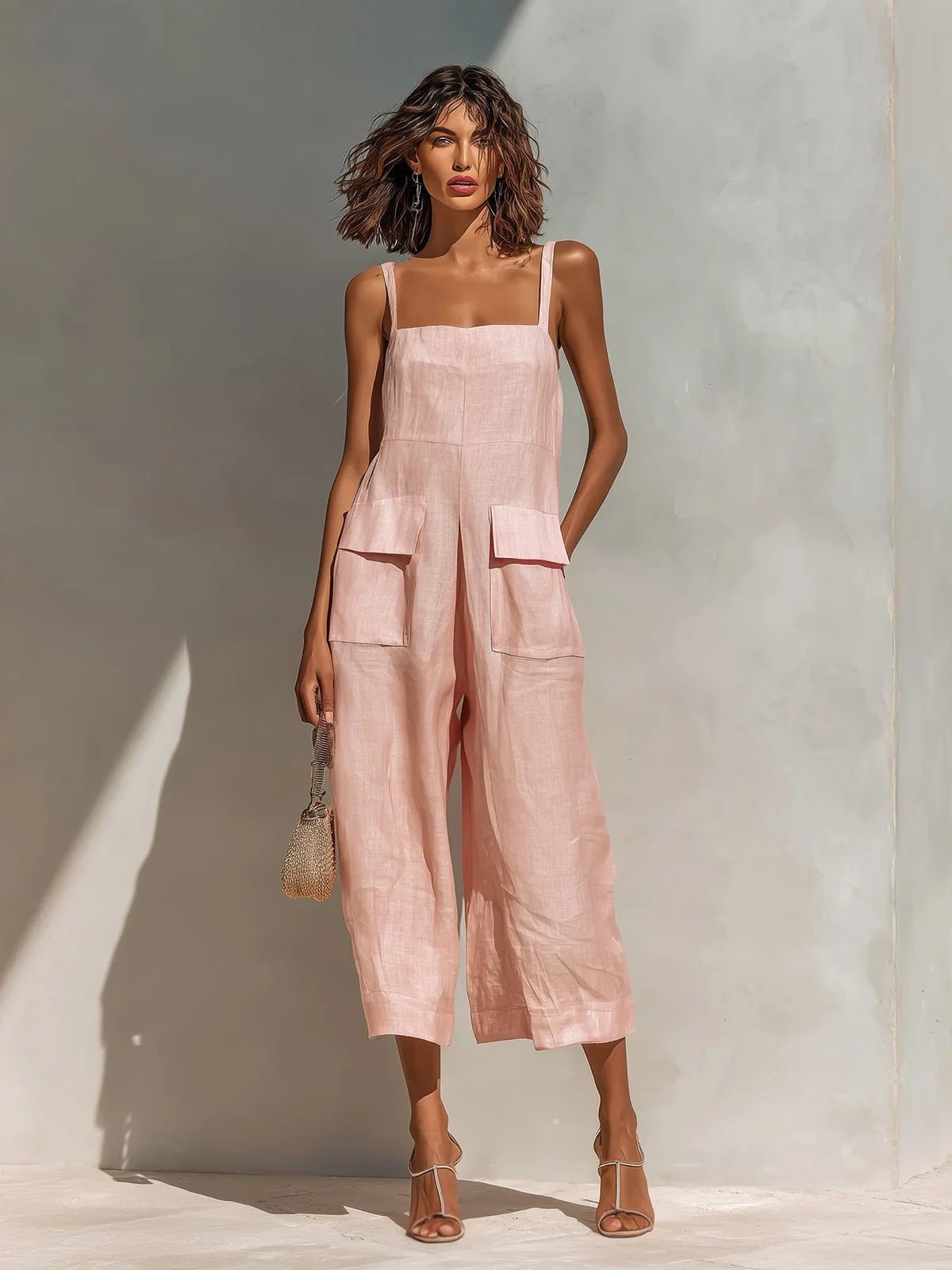 Simone | Linen-Cotton Wide-Leg Jumpsuit