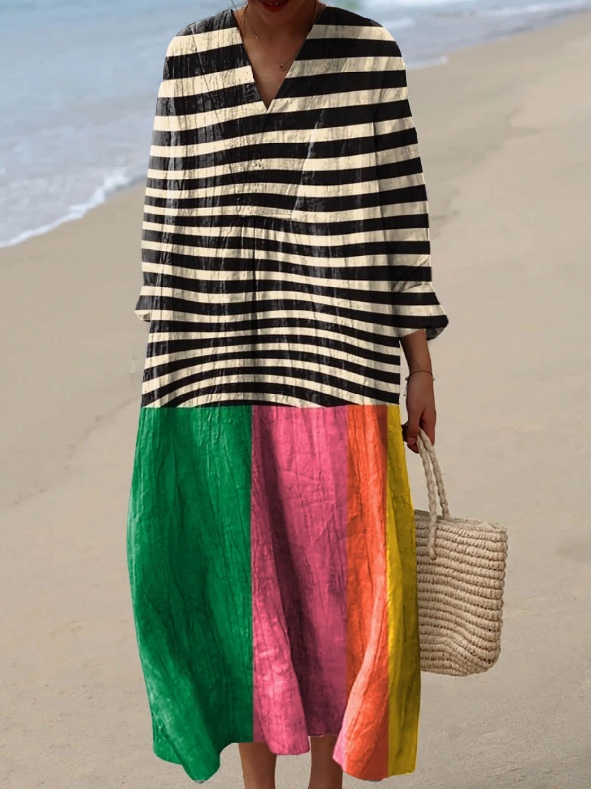 Marisol | Maxi Dress with Colorblock Skirt