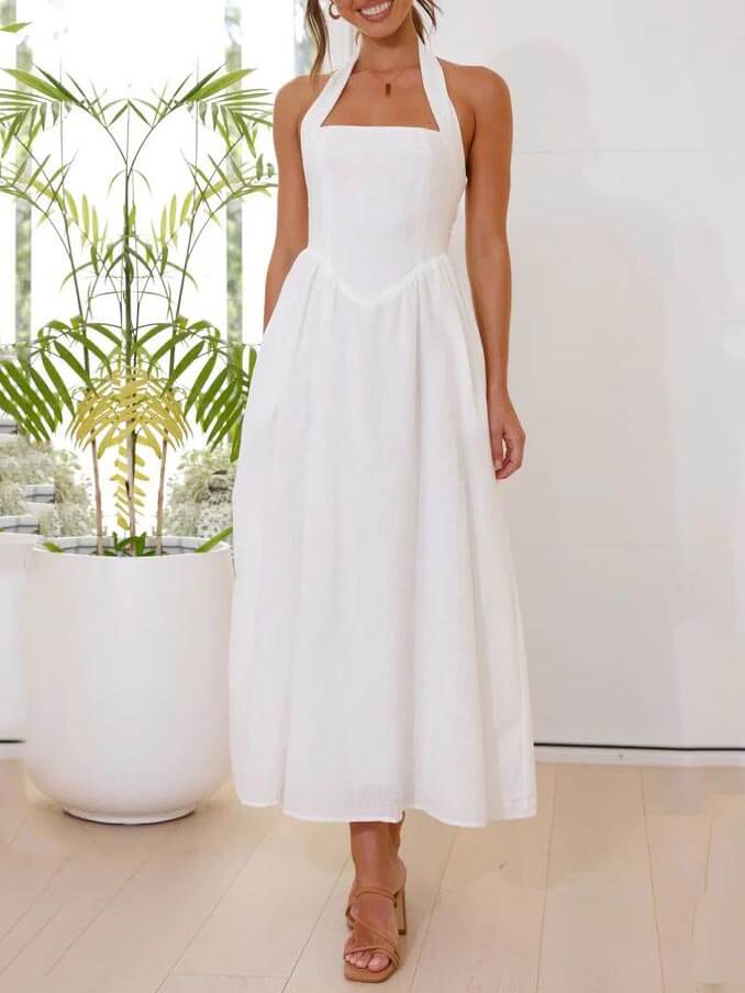 Odile | Halter Neck Midi Dress – Wells & Rose