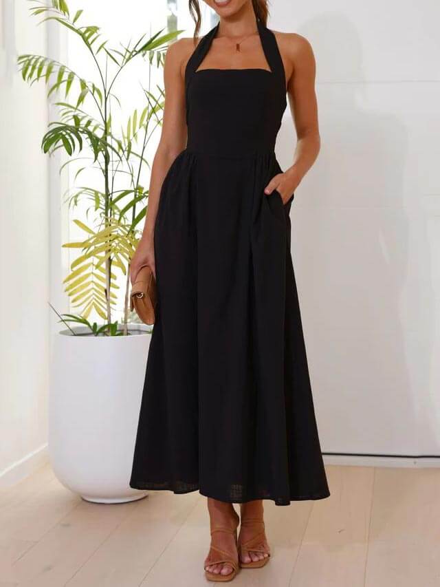 Odile | Halter Neck Midi Dress – Wells & Rose