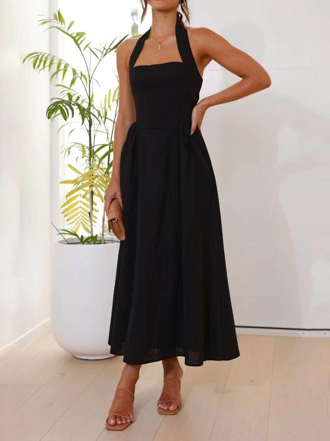 Odile | Halter Neck Midi Dress – Wells & Rose