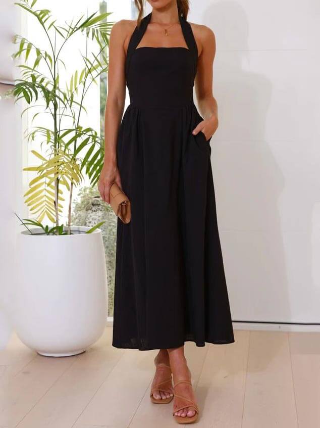 Odile | Halter Neck Midi Dress – Wells & Rose