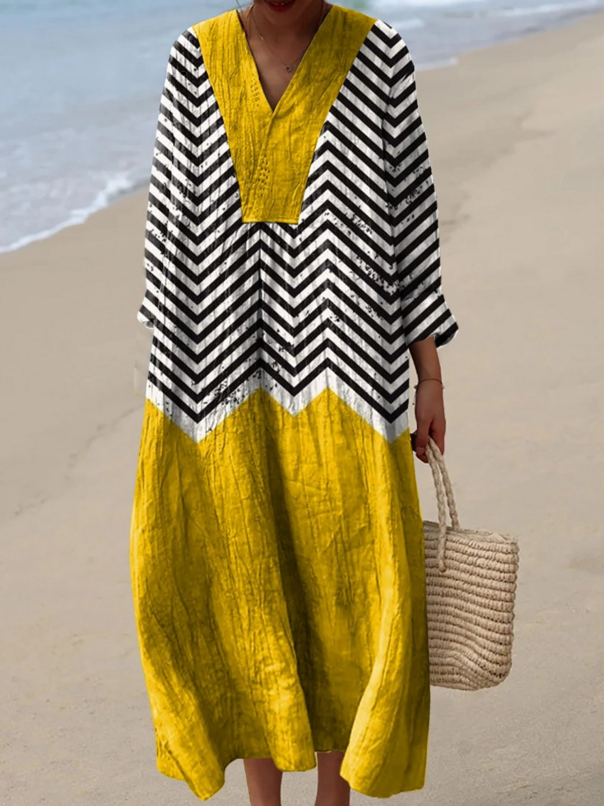 Sienna | Boho Maxi Dress with Chevron Bodice