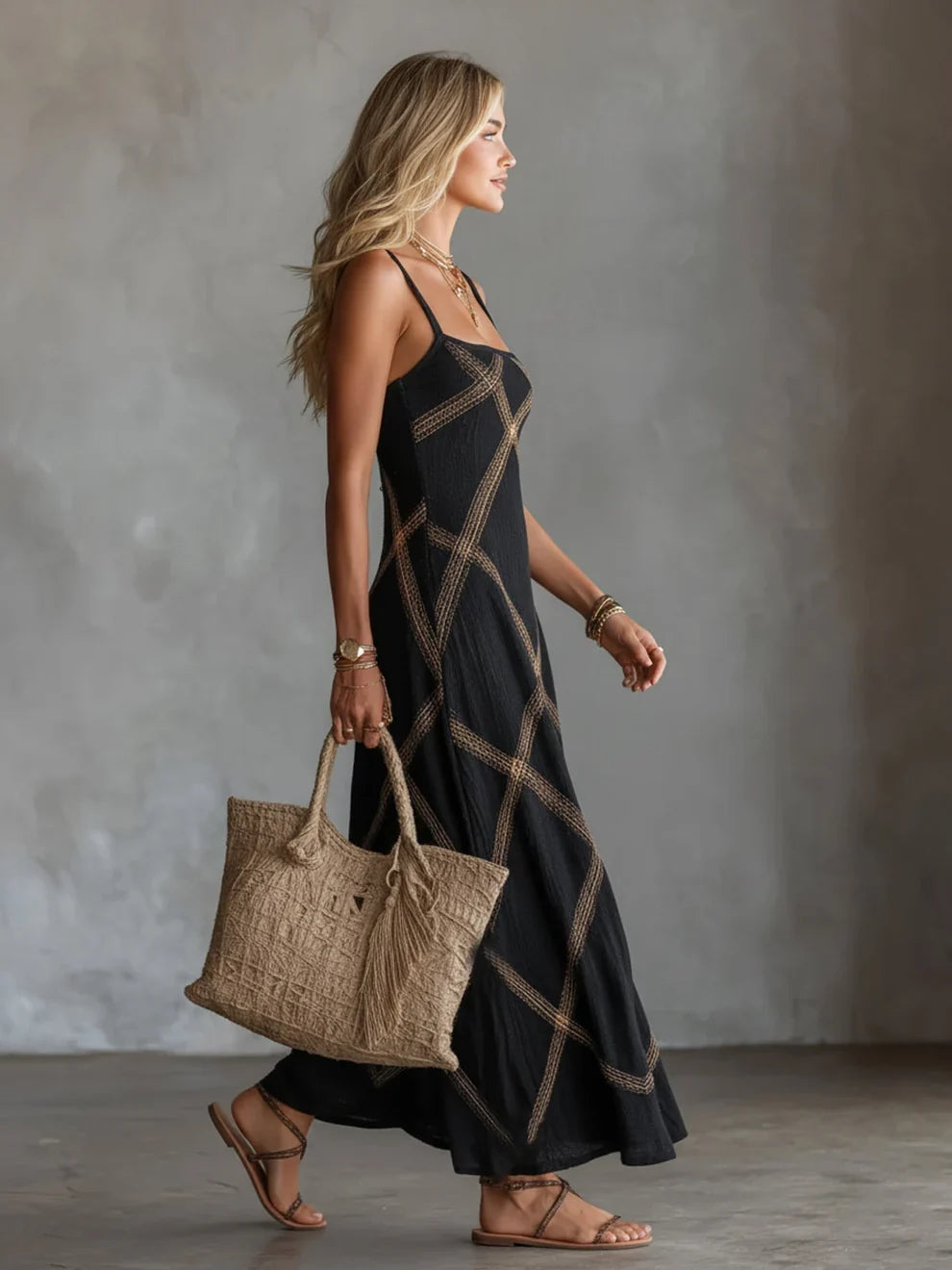 Carmen | Geometric Print Maxi Dress