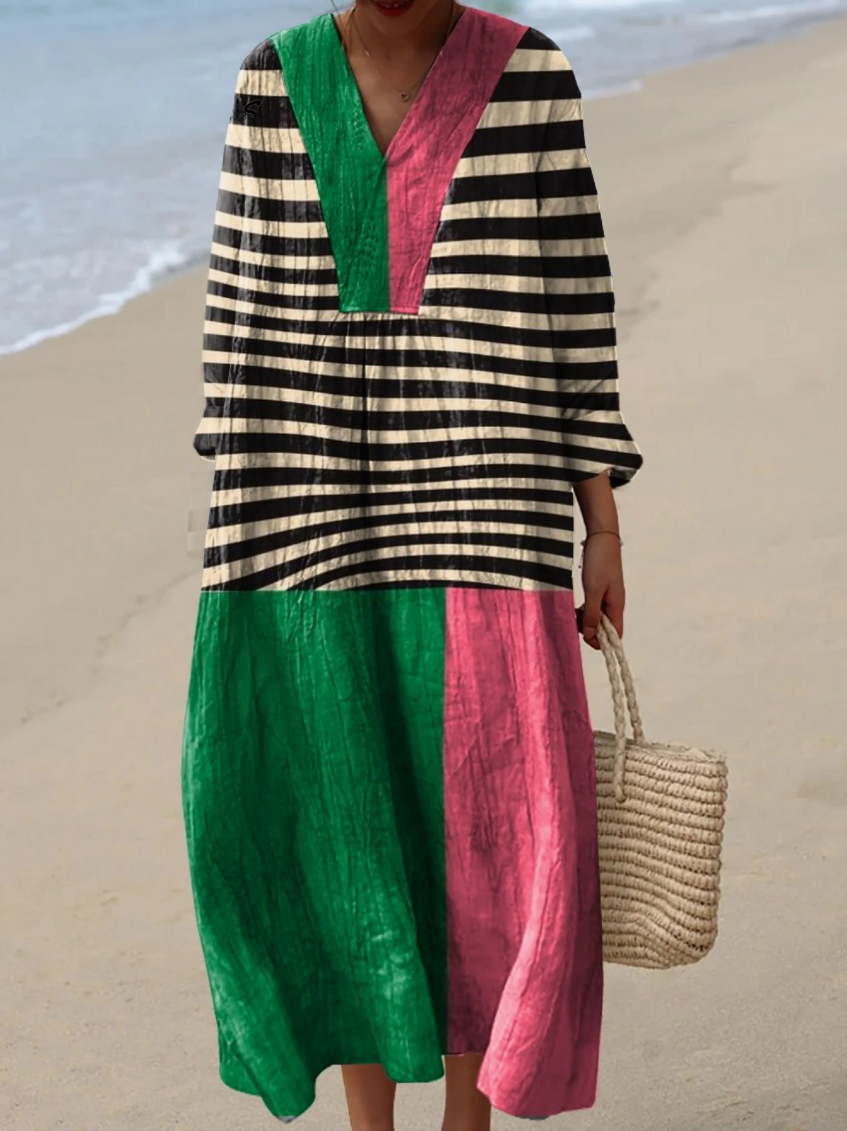 Jocelyn | Boho Maxi Dress - Split Colorblock Skirt
