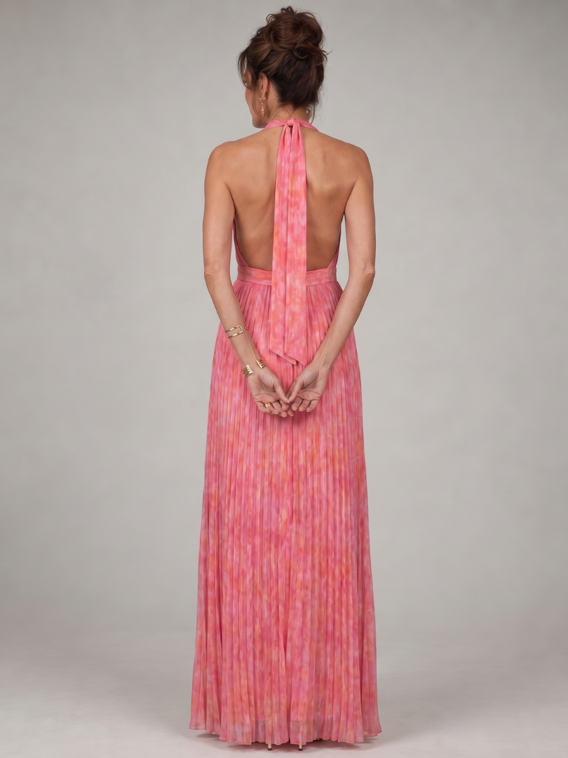 Rosalie | Pleated Halter Maxi Dress